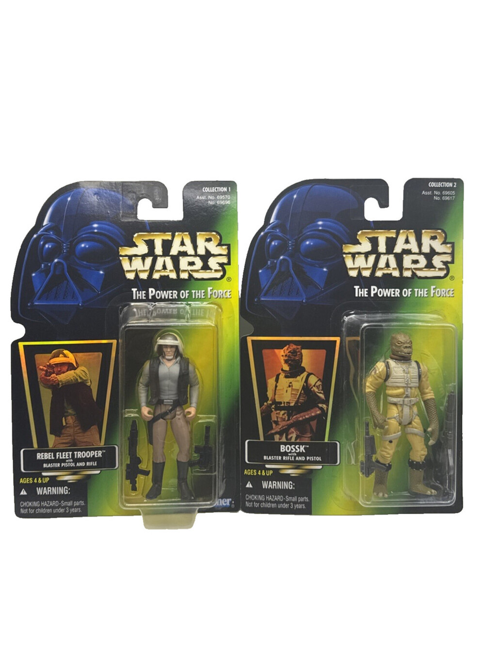 Vintage 1996 Star Wars POTF Bossk Rebel Fleet Trooper Figures MOC Kenner Lot